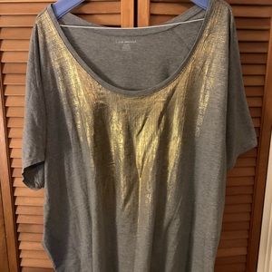 Lane Bryant gray and gold top